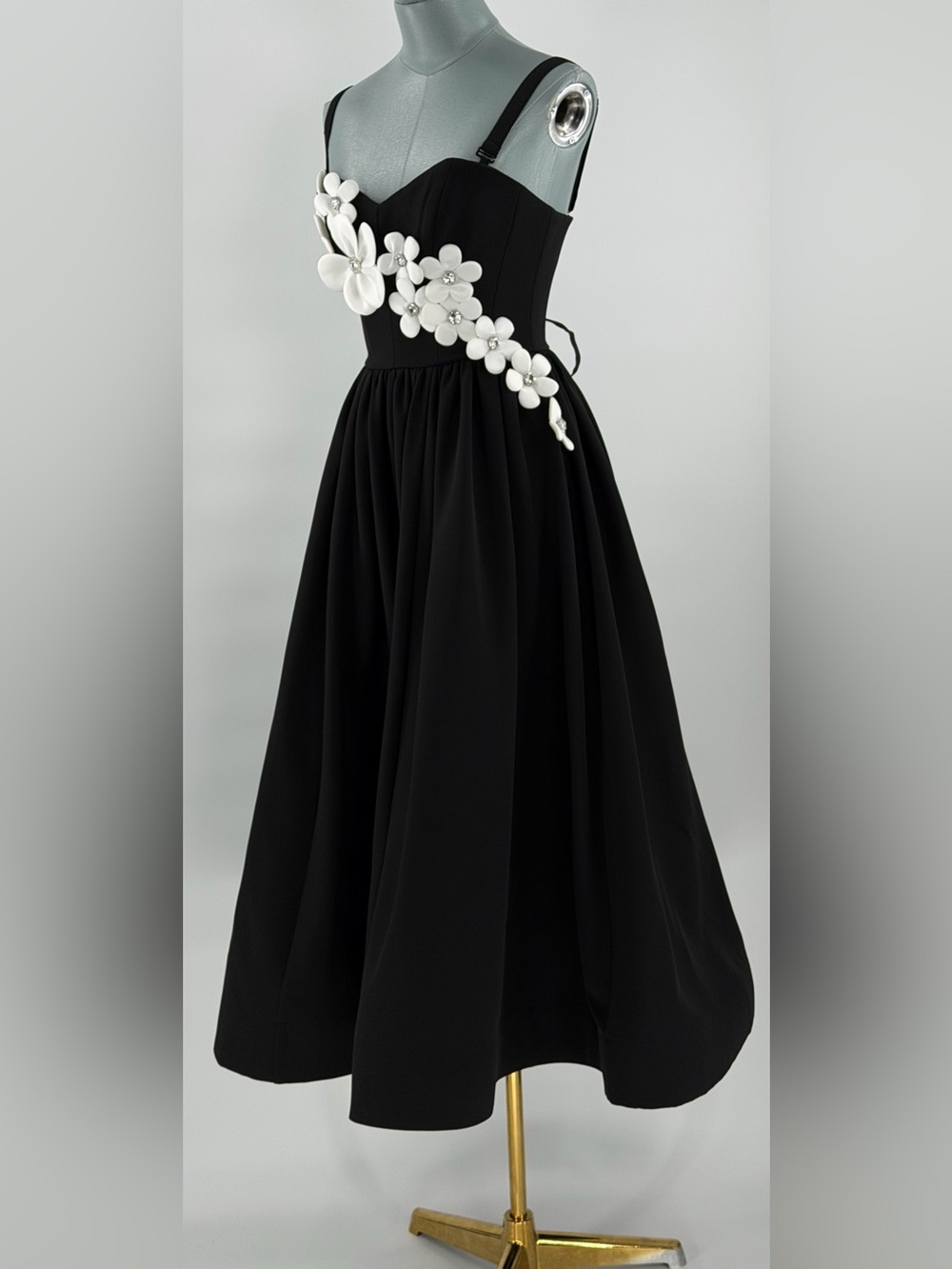 🆕 BRONX & BANCO 🧿 NWOT Inara Floral Midi Dress, Black & White - Sz XS US 2 - Picture 12 of 17